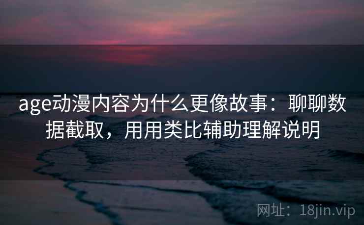 age动漫内容为什么更像故事：聊聊数据截取，用用类比辅助理解说明